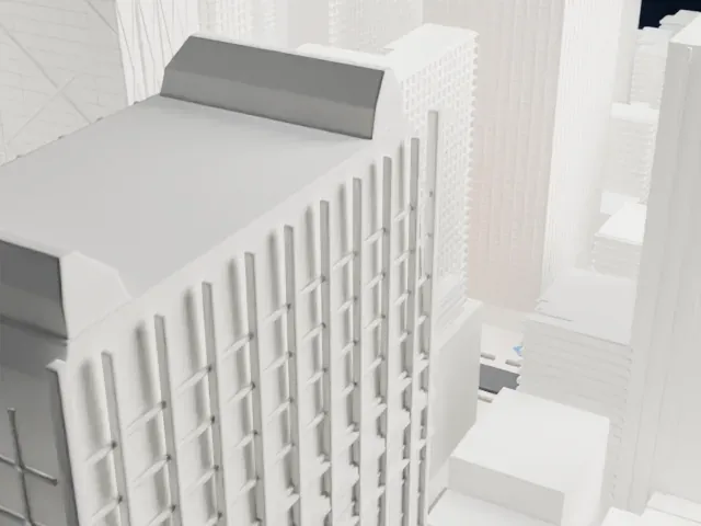 Warwick New York Hotel model, East view