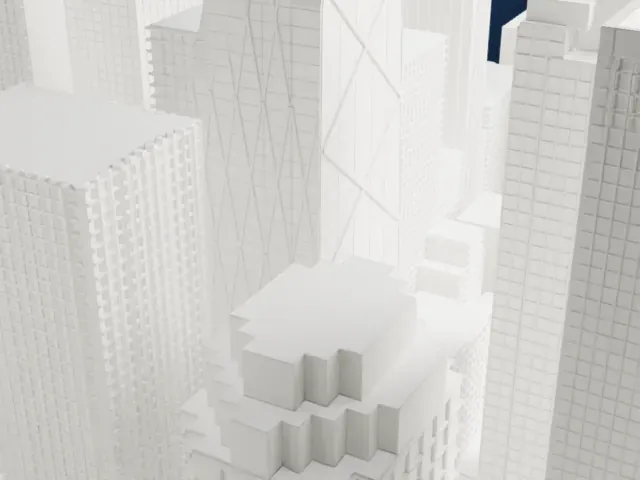 Warwick New York Hotel model, South view