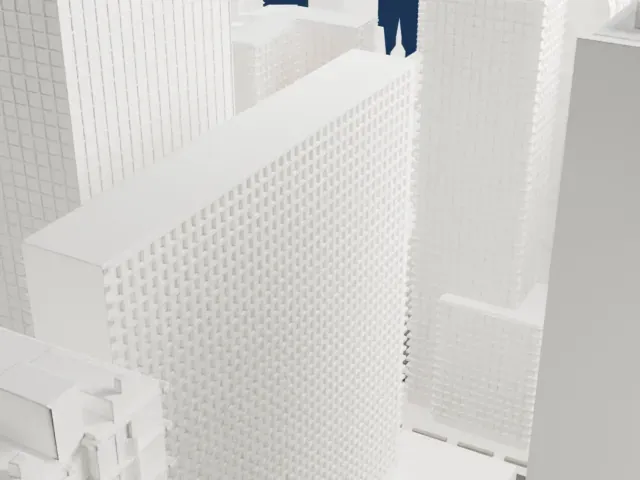 Warwick New York Hotel model, West view