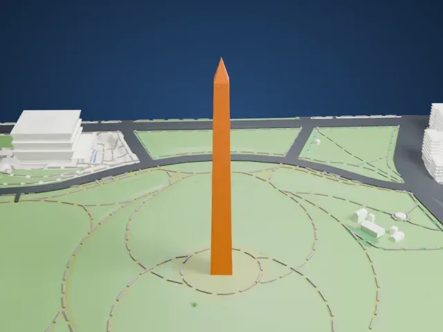 Washington Monument model, West view