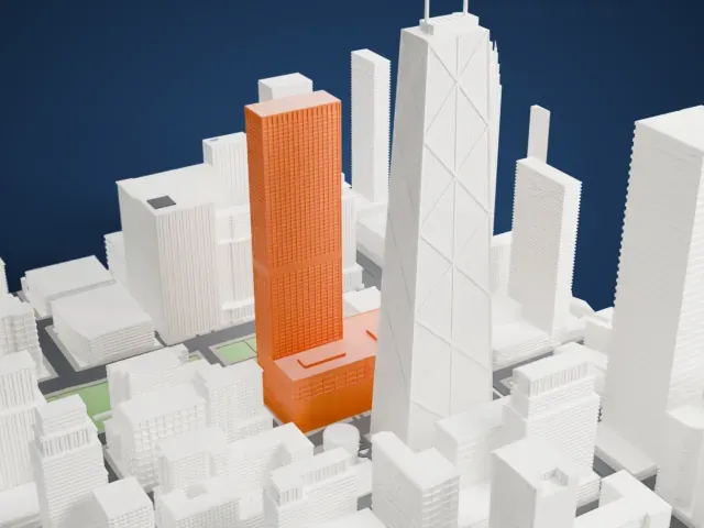Water Tower Place model, North view