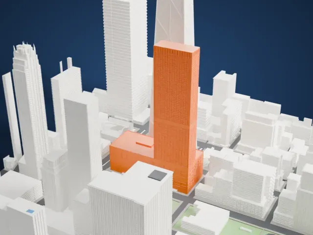 Water Tower Place model, South view