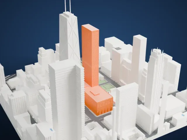 Water Tower Place model, West view