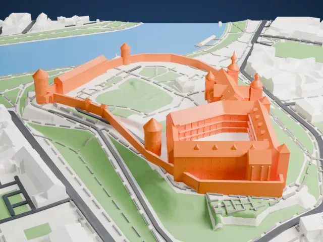 Wawel Castle model, East view