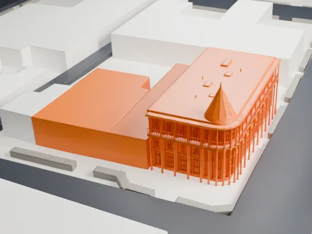 Weatherford Hotel model, East view