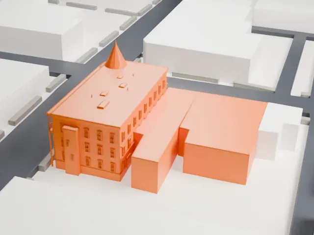 Weatherford Hotel model, West view