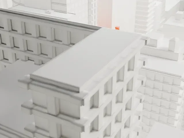 Webster Hotel model, East view