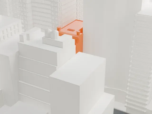 Webster Hotel model, North view