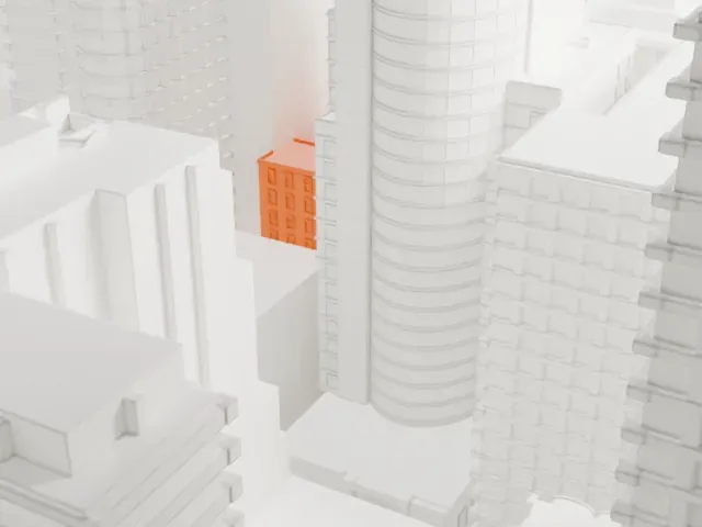 Webster Hotel model, South view