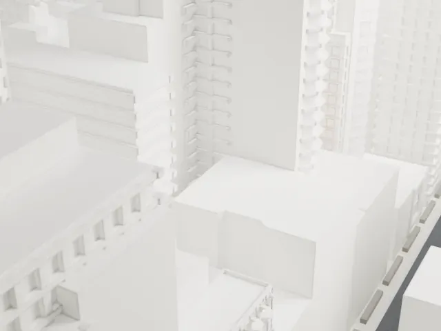 Webster Hotel model, West view