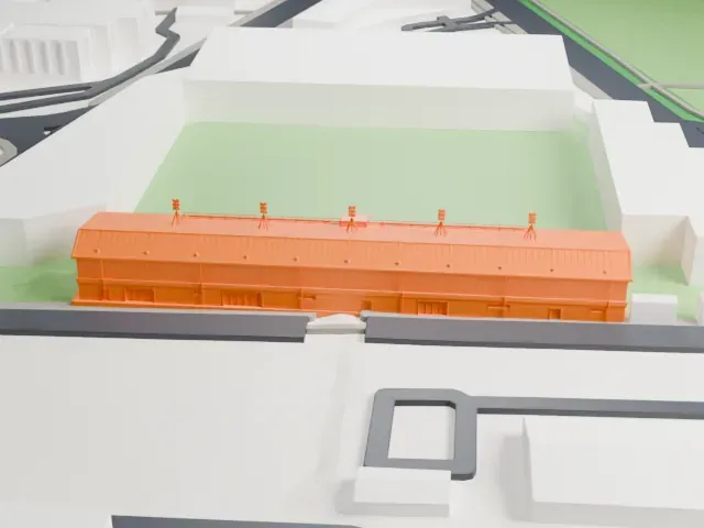 Welford Road Stadium model, South view