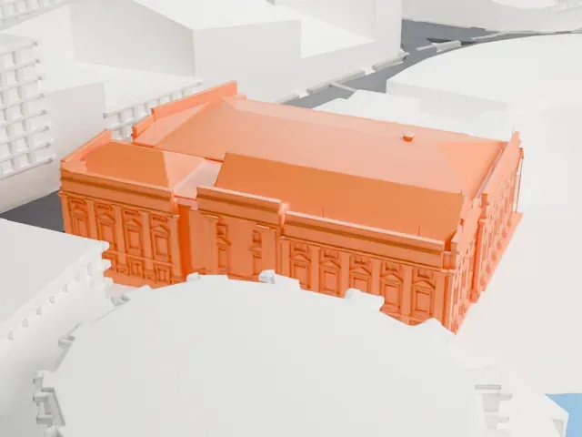 Wellington Town Hall model, East view