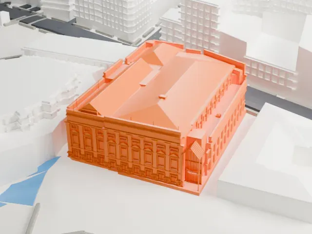 Wellington Town Hall model, North view