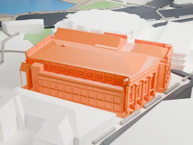 Wellington Town Hall model, West view