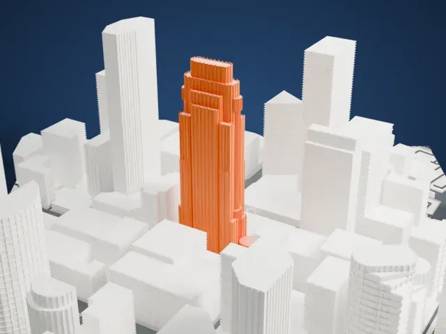 Wells Fargo Center (Minneapolis) model, East view