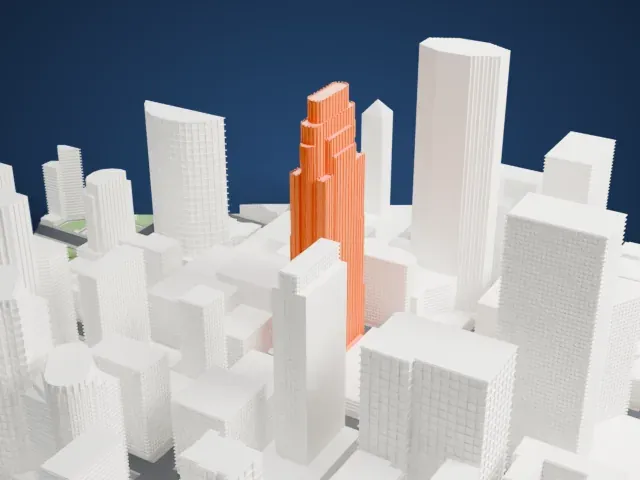 Wells Fargo Center (Minneapolis) model, North view