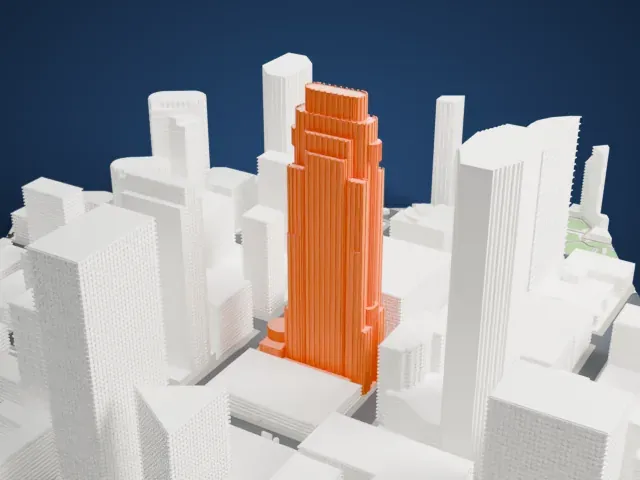 Wells Fargo Center (Minneapolis) model, West view