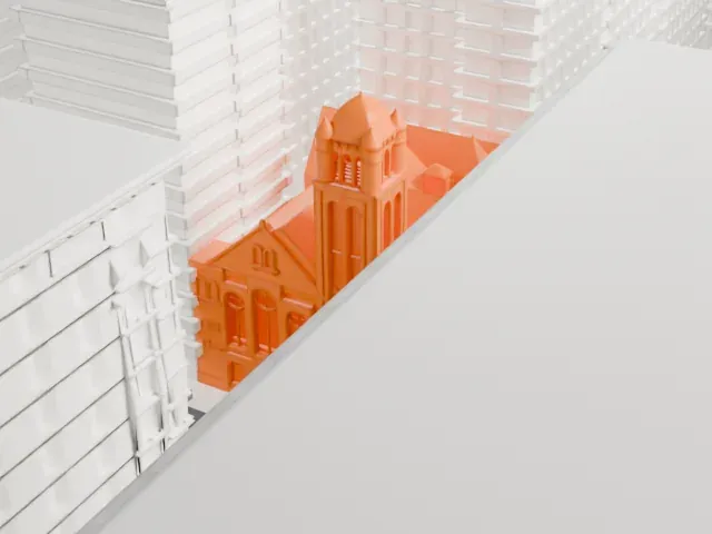 West-Park Presbyterian Church model, West view