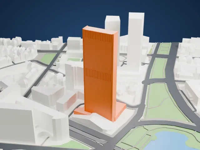 Westend Gate model, South view