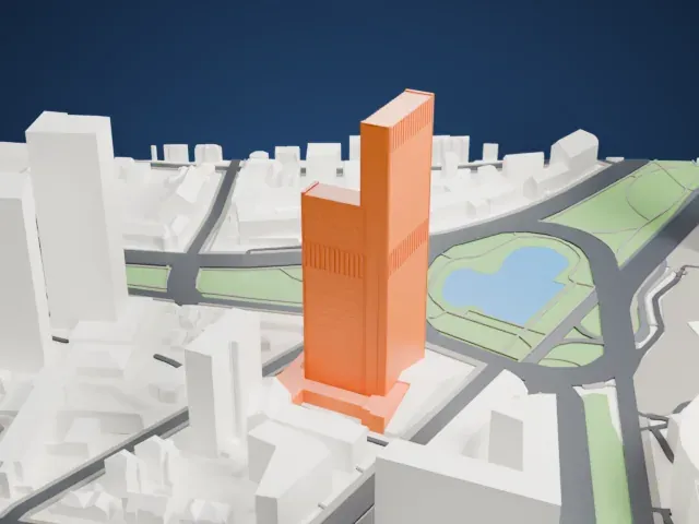 Westend Gate model, West view