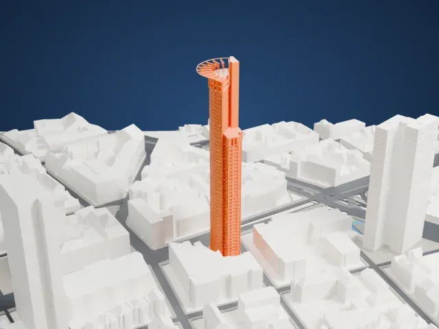 Westendstrasse 1 model, North view