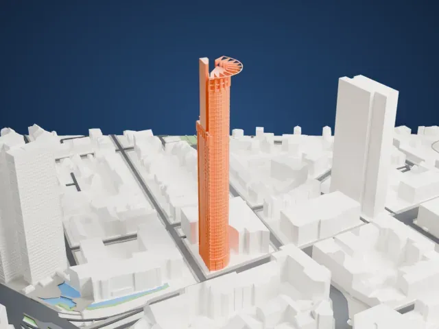 Westendstrasse 1 model, South view