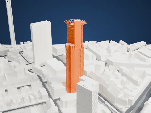 Westendstrasse 1 model, West view