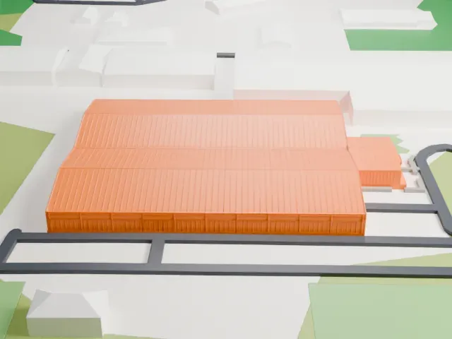 Western Antique Aeroplane & Automobile Museum Hangars model, East view