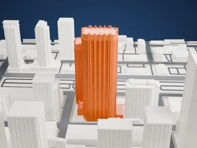 Western Canadian Place model, North view