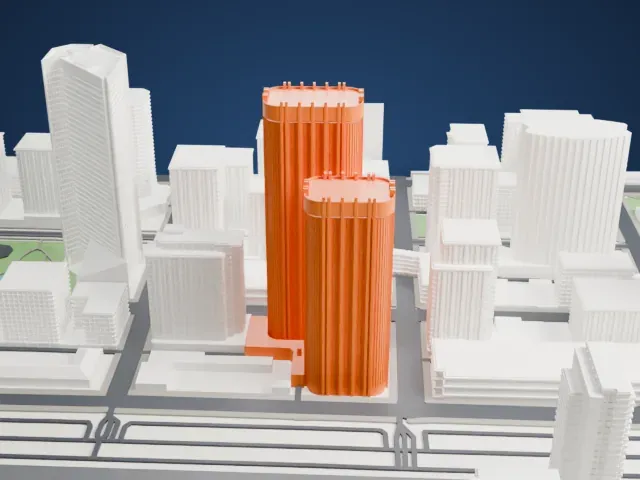 Western Canadian Place model, South view