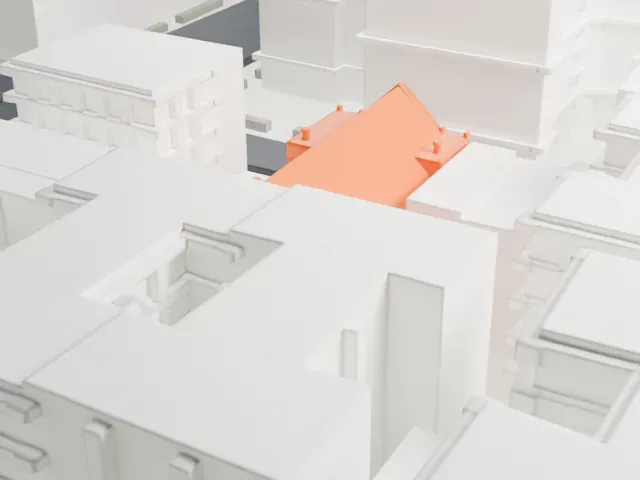 Westside Theatre model, North view