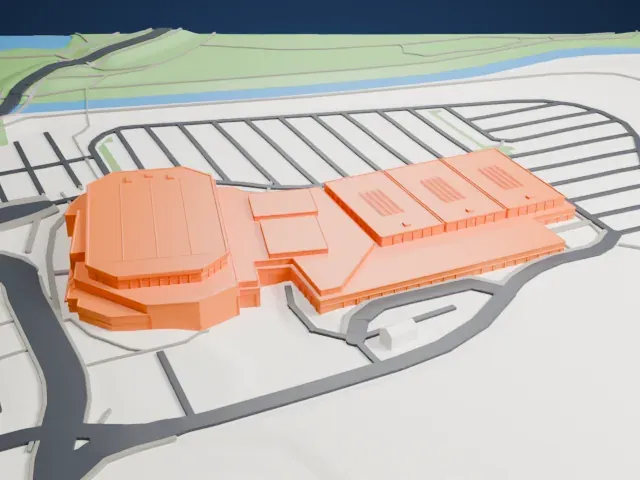 WFCU Centre model, West view