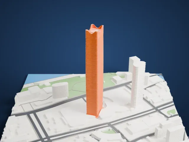 White Magnolia Plaza model, North view
