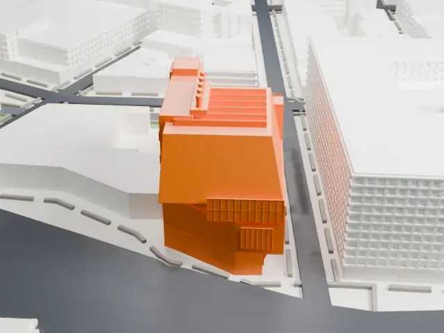 Whitney Museum of American Art model, West view