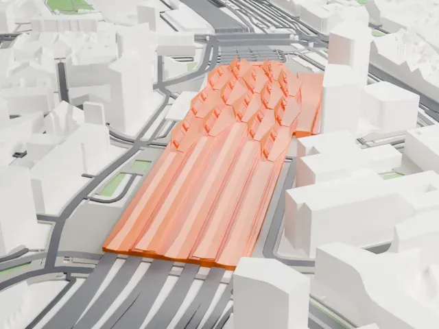 Wien Hauptbahnhof model, East view