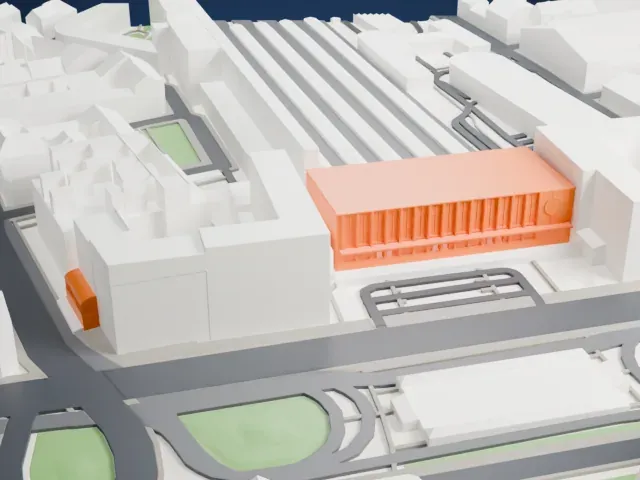 Wien Westbahnhof railway station model, East view