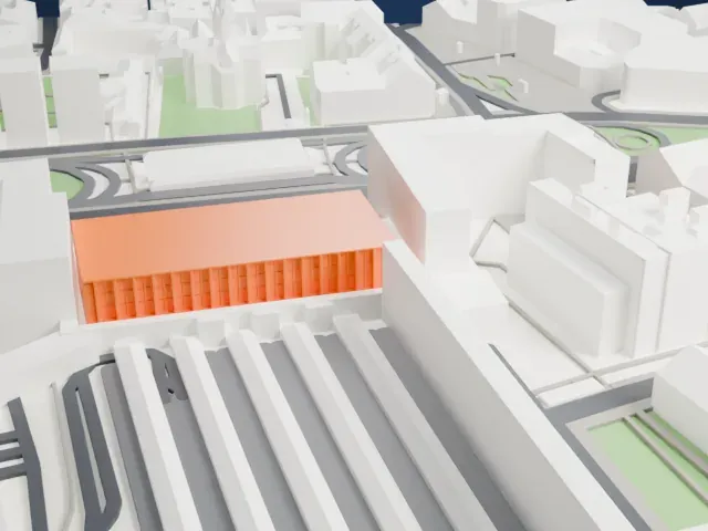 Wien Westbahnhof railway station model, West view