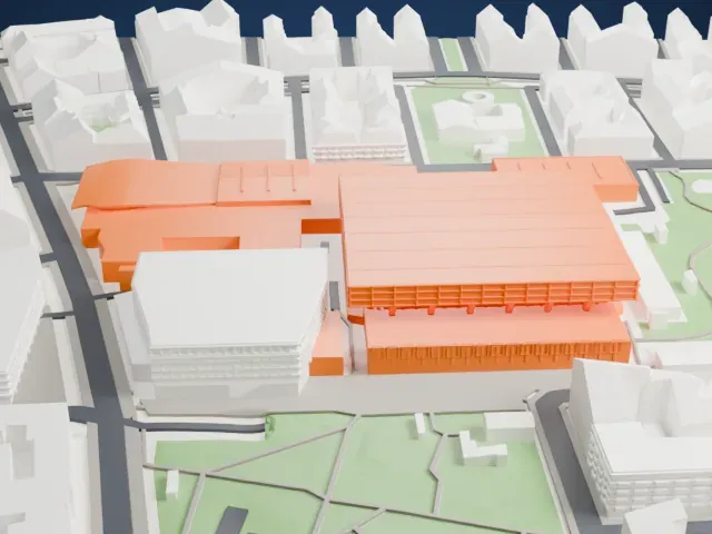 Wiener Stadthalle model, East view