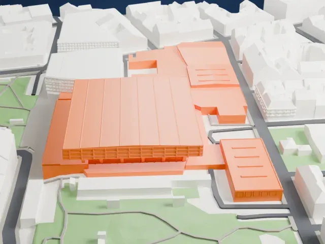 Wiener Stadthalle model, North view