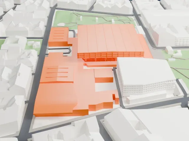 Wiener Stadthalle model, South view