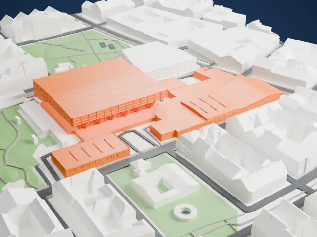 Wiener Stadthalle model, West view