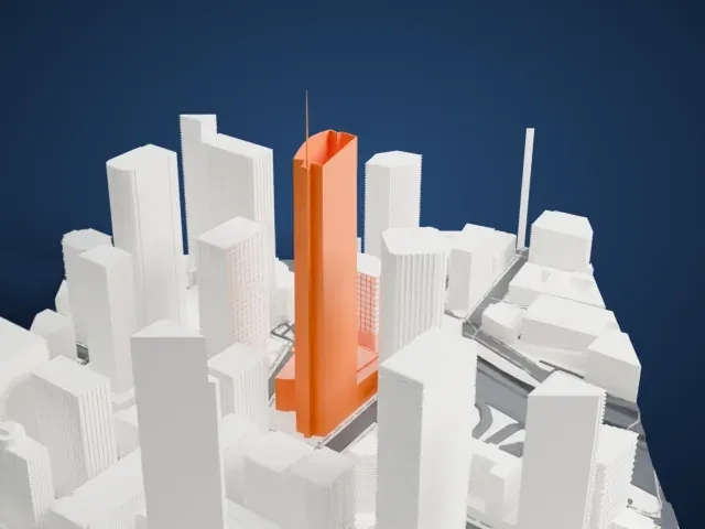 Wilshire Grand Center model, East view