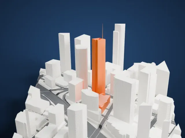 Wilshire Grand Center model, West view