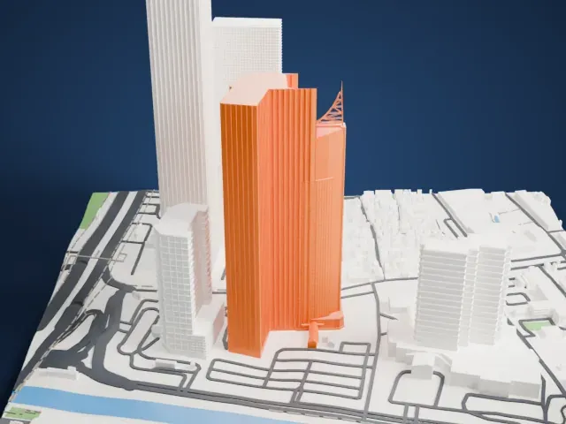 Wisma 46 model, North view