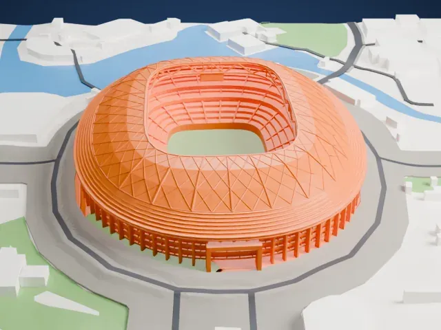 Workers' Stadium model, North view