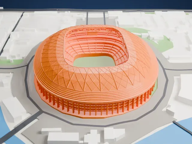 Workers' Stadium model, South view