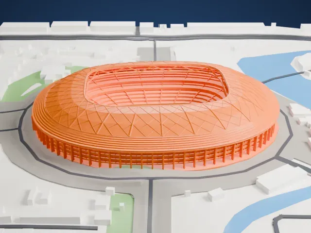 Workers' Stadium model, West view