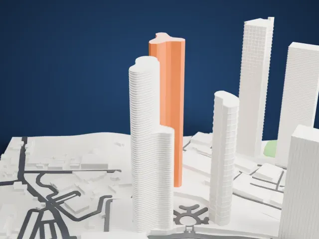 World One model, South view