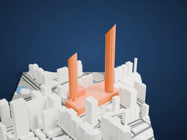 World Trade Center Abu Dhabi model, East view