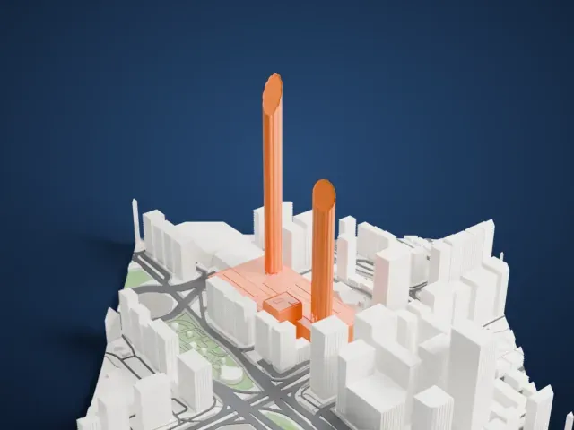World Trade Center Abu Dhabi model, South view